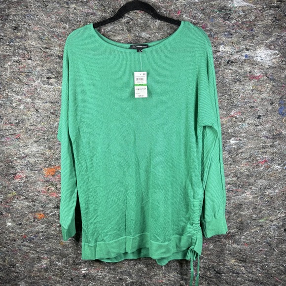 INC Sweater Womens Large Green Emerald Lake Pullover Garden Party Drawstring New - Picture 1 of 15